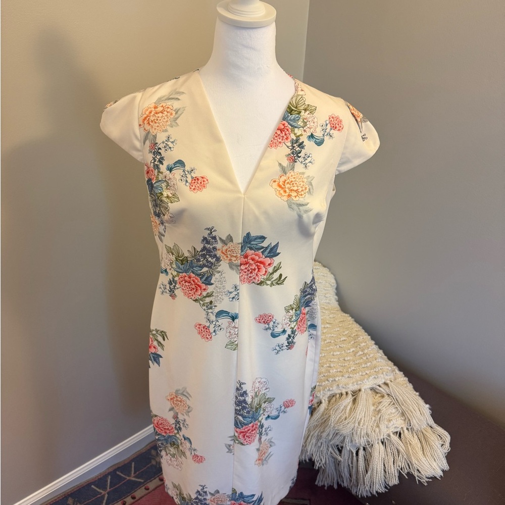 Black Halo Floral Sheath Midi Dress